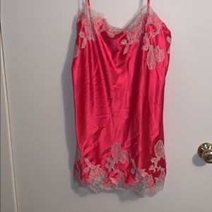 Victoria’s Secret Hot Pink Satin and Lace Slip